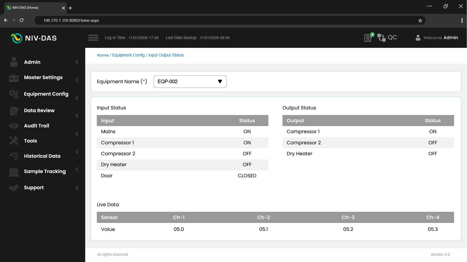 Input Status Screenshot